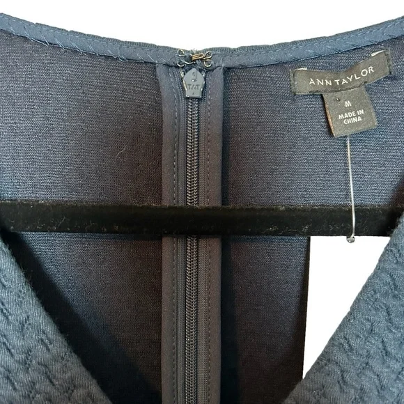 Ann Taylor Textured Knit Peplum Short Sleeve Top zippered Back Sz. M - Picture 4 of 13